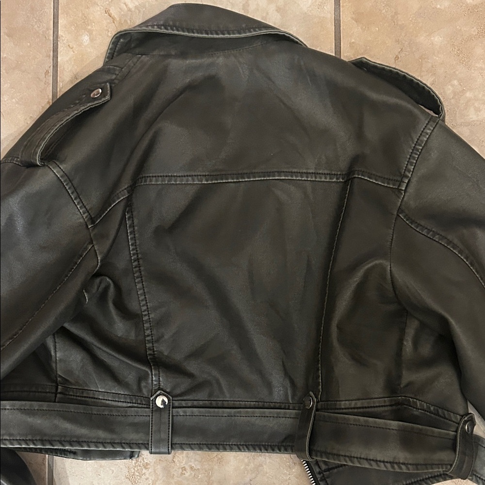 Mango Black faux Leather Biker Jacket - Picture 4 of 4